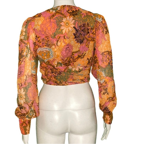 NWT A.L.C. Samara Pink and Orange Floral Print Top - Sz 4 - Picture 4 of 8